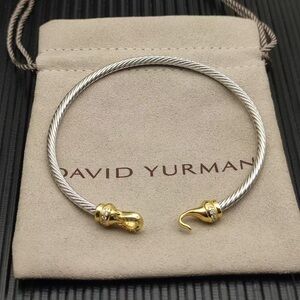 David Yurman Two-Tone Cable Bracelet with Gold Accents